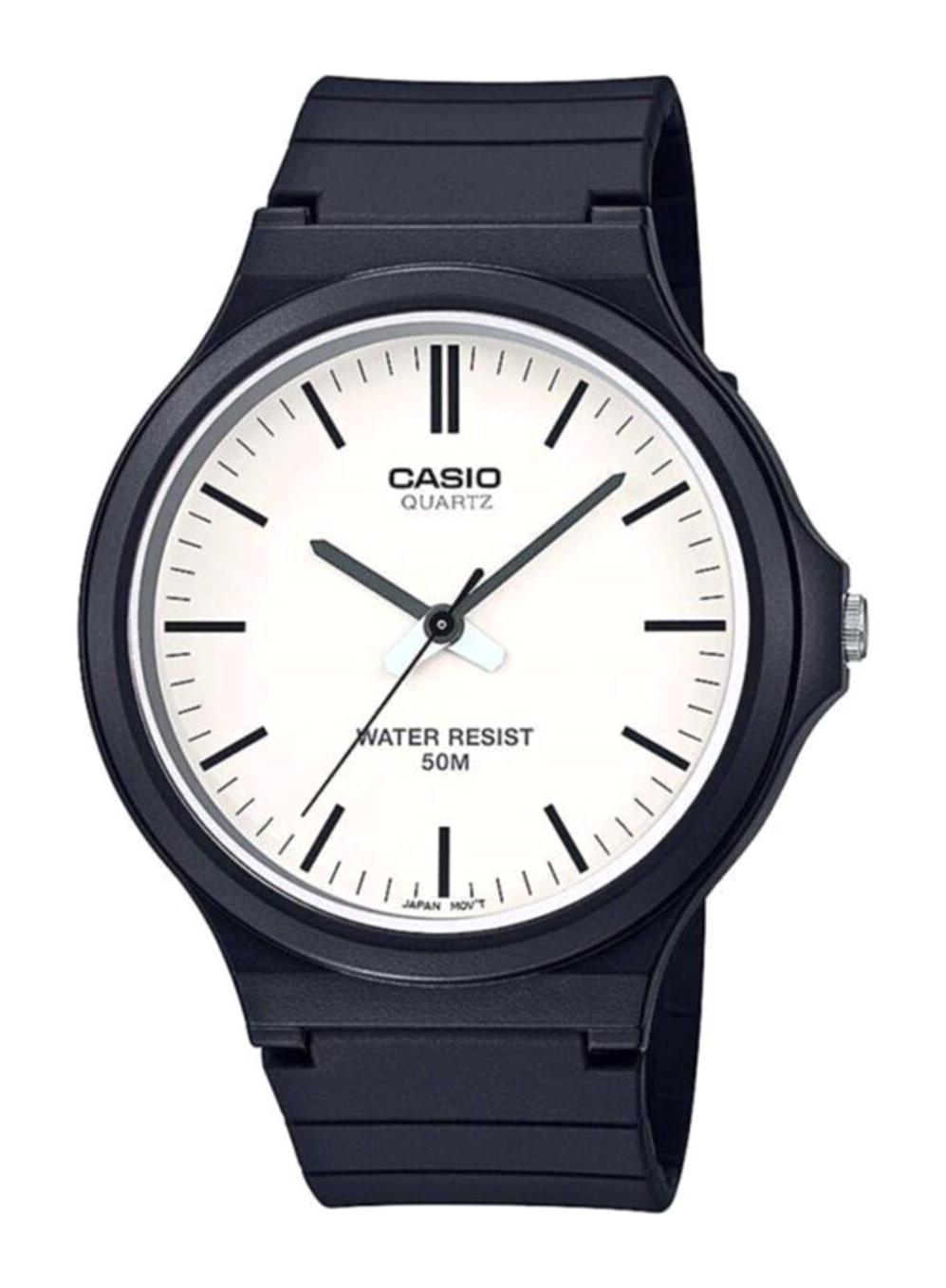 Casio MW-240-7E 44 mm Siyah Silikon Kordon Analog Kol Saati
