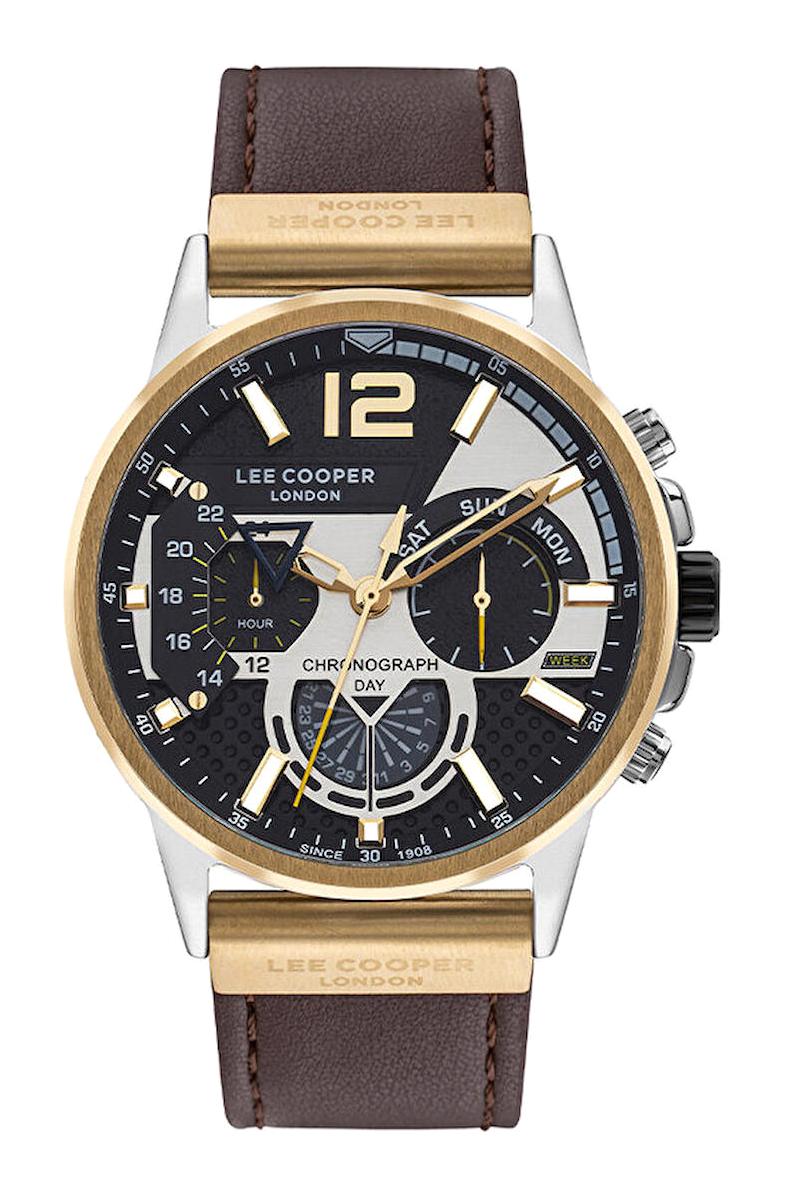 Lee Cooper LC07614.254 Takvimli Kahverengi Deri Kordon Analog Kol Saati