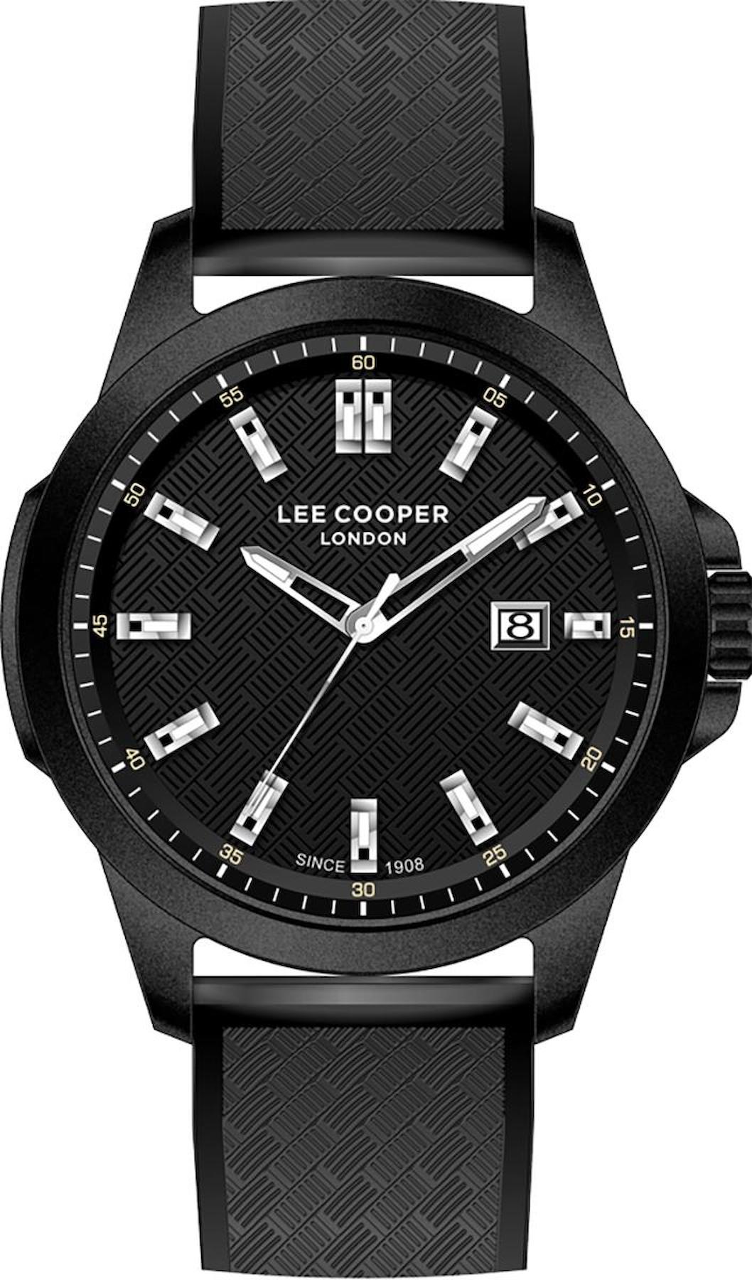Lee Cooper LC07859.651 Takvimli 45 mm Siyah Silikon Kordon Analog Erkek Kol Saati