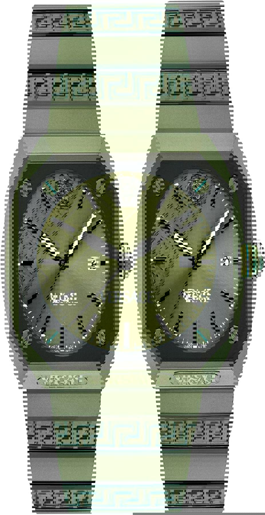 Versace VRSCVE8F00324 Takvimli 44 mm Yeşil Çelik Kordon Analog Erkek Kol Saati