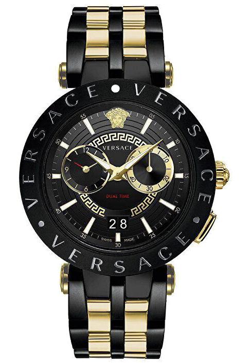 Versace VRSCVEBV00619 Takvimli 46 mm Altın-Siyah Çelik Kordon Analog Erkek Kol Saati