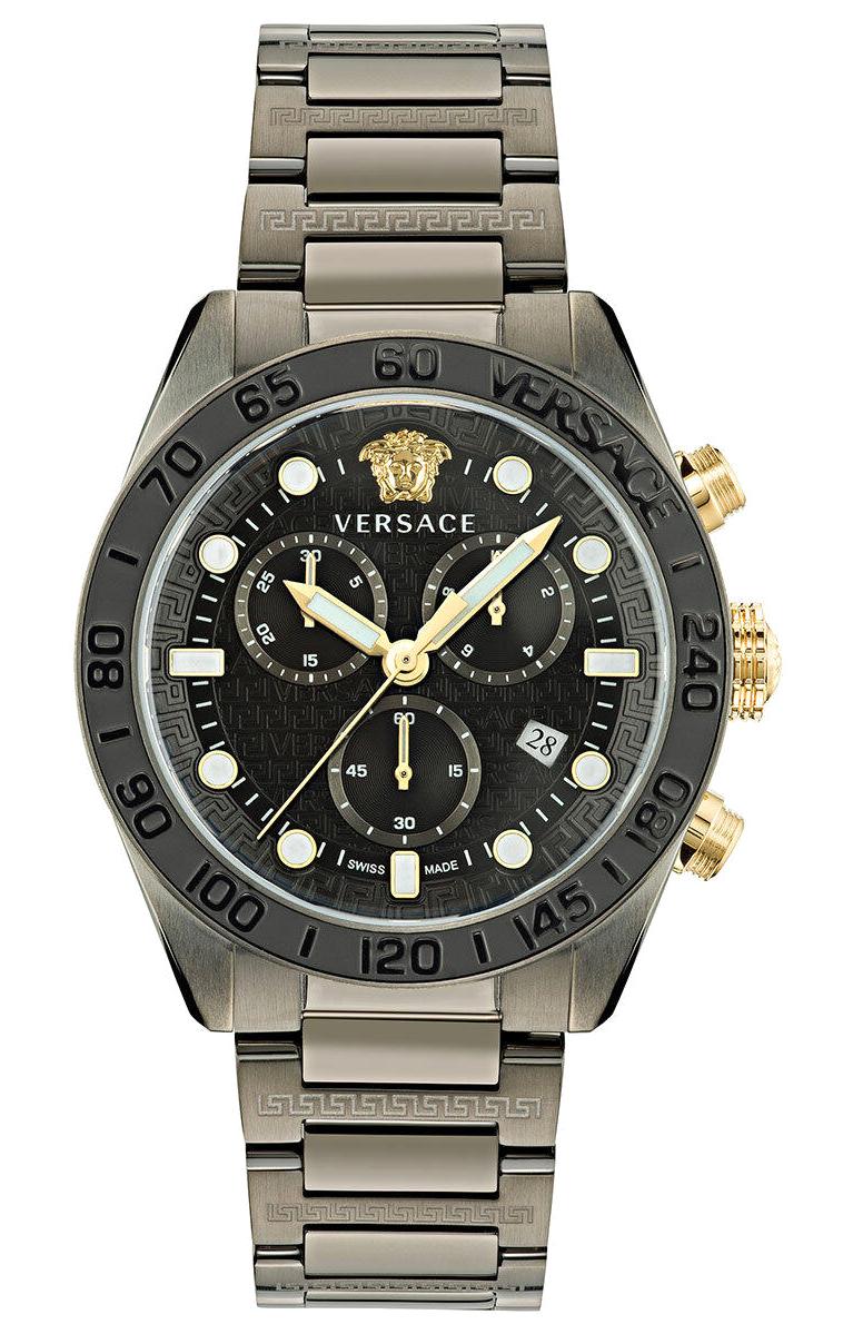 Versace VRSCVE6K00623 Takvimli 43 mm Füme Çelik Kordon Analog Erkek Kol Saati
