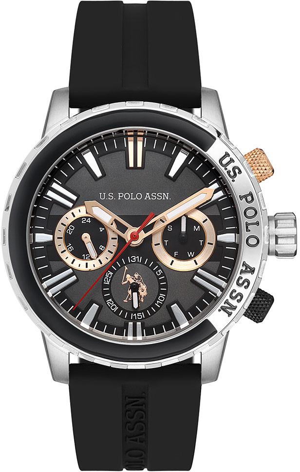 U.S. Polo Assn USPA1026-08 Takvimli 45 mm Siyah Silikon Kordon Analog Erkek Kol Saati