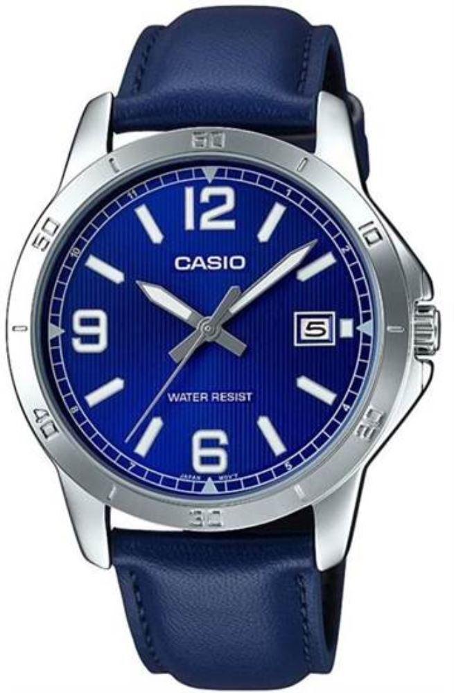 Casio MTP-V004L-2BUDF Takvimli 41 mm Lacivert Deri Kordon Analog Erkek Kol Saati