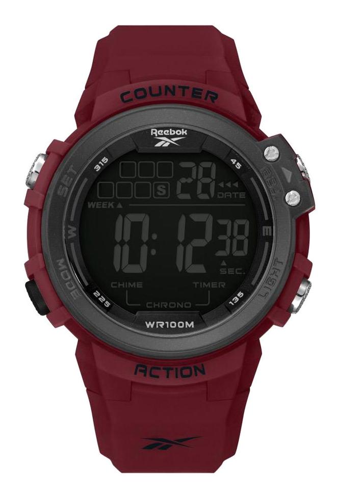 Reebok RV-COU-G9-PRPR-BA Takvimli 48 mm Bordo Plastik Kordon Analog Erkek Kol Saati