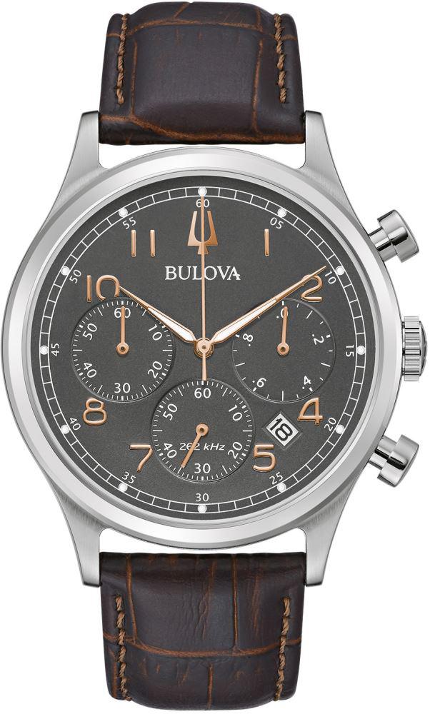 Bulova 96B356 Takvimli 43 mm Siyah Deri Kordon Analog Kol Saati
