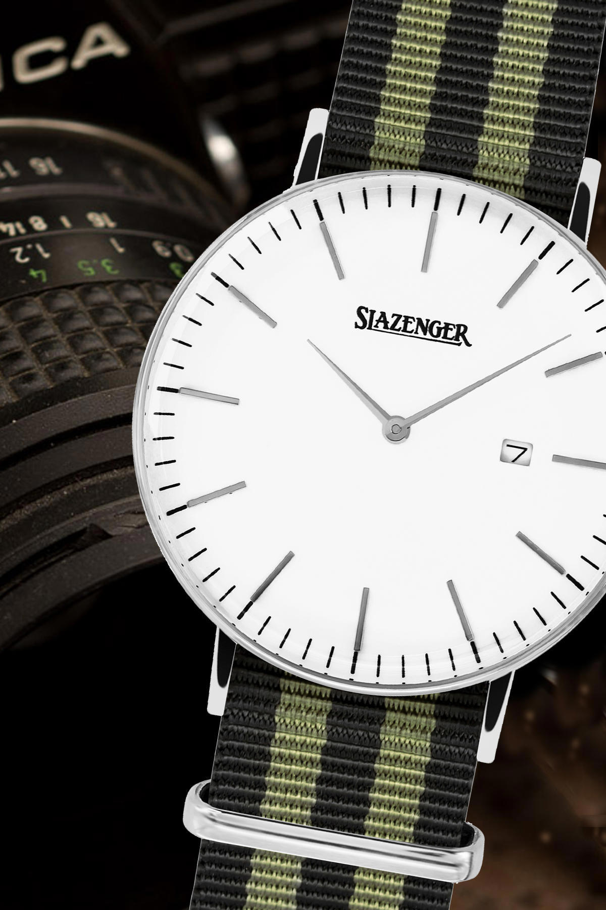Slazenger SL.09.1980.1.20 Takvimli 40 mm Çok Renkli Kumaş Kordon Analog Erkek Kol Saati