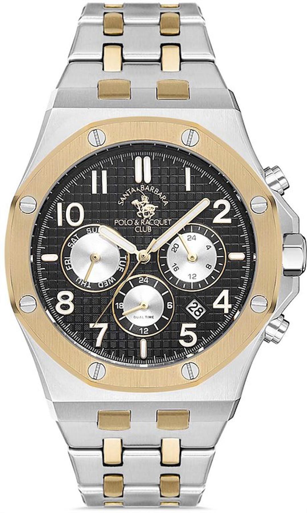Santa Barbara Polo & Racquet Club SB.1.10223.3 Takvimli 43 mm Altın-Çelik Kordon Analog Erkek Kol Saati