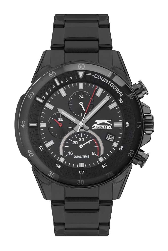 Slazenger SL.09.2056.2.04 Takvimli 47 mm Siyah Çelik Kordon Analog Erkek Kol Saati
