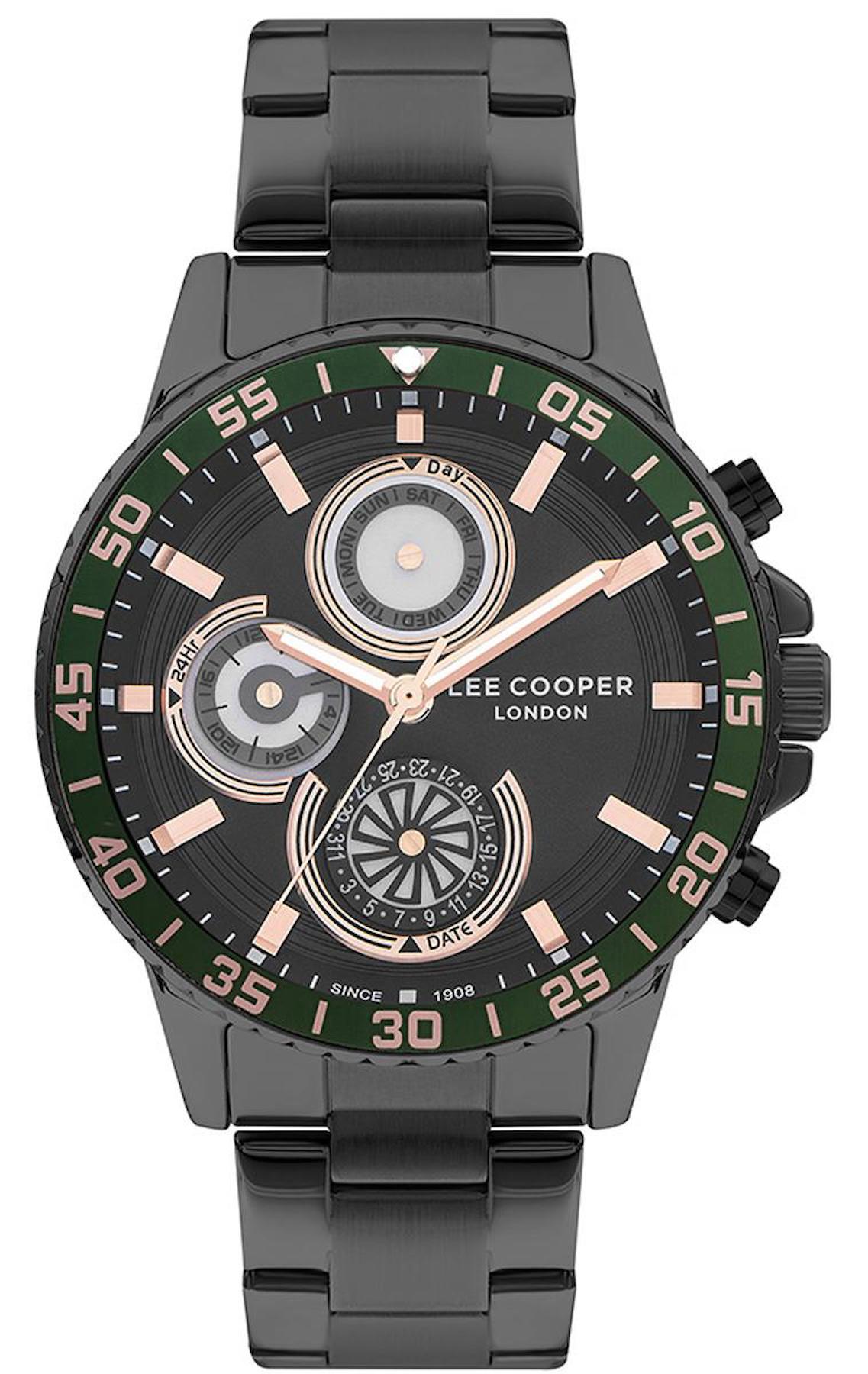 Lee Cooper LC07636.060 Takvimli Siyah Metal Kordon Analog Erkek Kol Saati