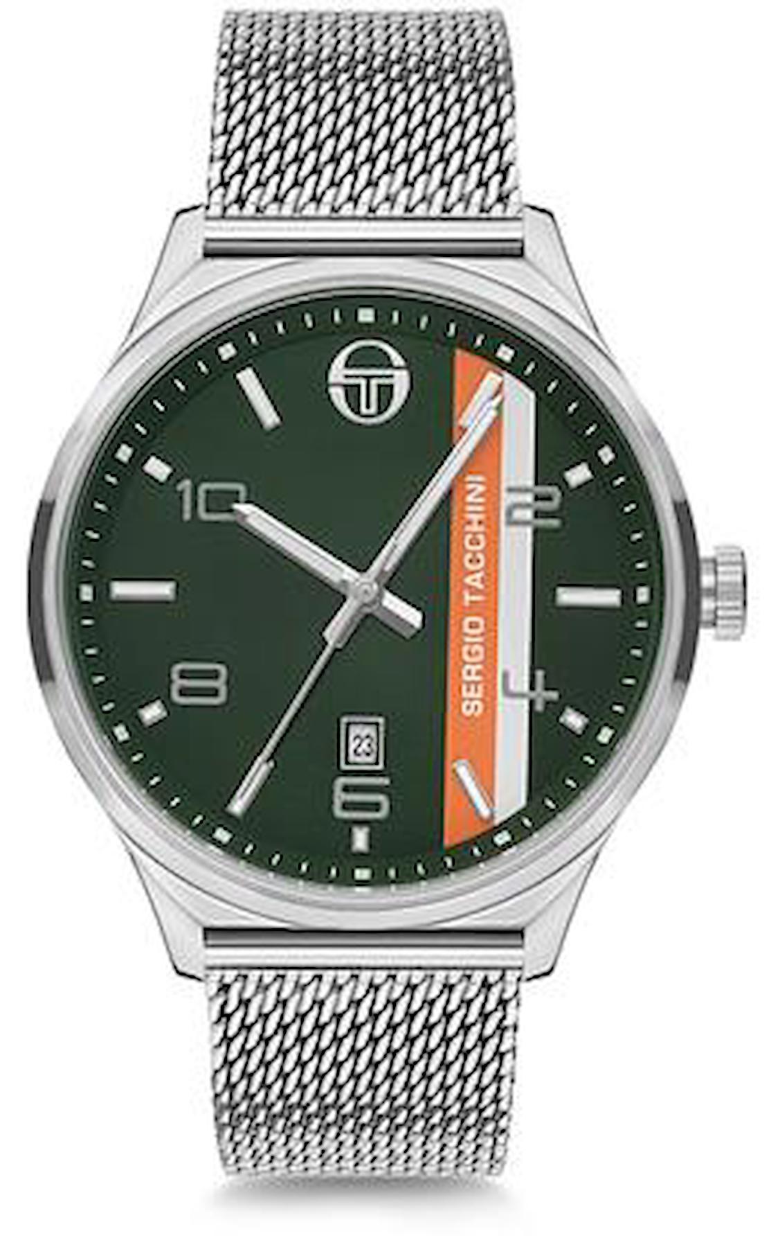 Sergio Tacchini ST.8.125.07 Takvimli 42 mm Gri Hasır Kordon Analog Erkek Kol Saati