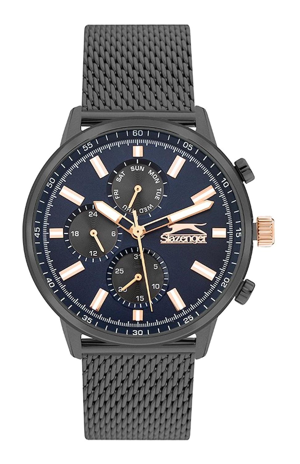 Slazenger SL.09.2263.2.03 Takvimli 45 mm Füme Çelik Kordon Analog Kol Saati