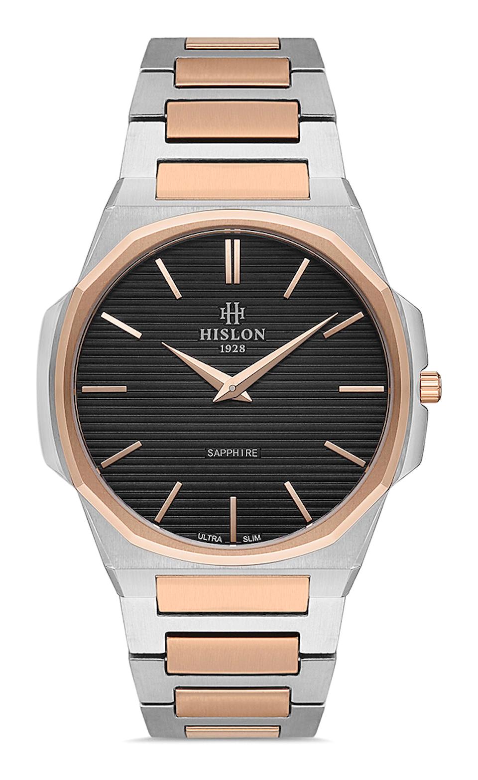Hislon CL130T-04SR 40 mm Gri-Rose Gold Çelik Kordon Analog Erkek Kol Saati