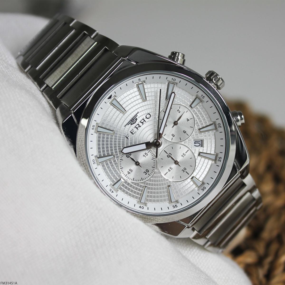 Ferro FM31451A Takvimli 45 mm Çelik Kordon Analog Erkek Kol Saati