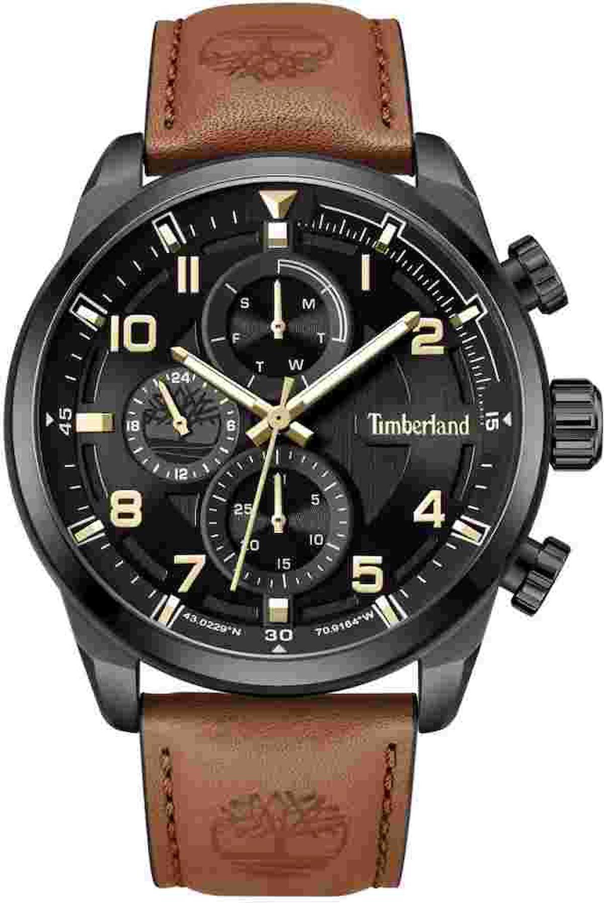 Timberland TDWGF2201102 Takvimli 44 mm Altın Deri Kordon Analog Kol Saati