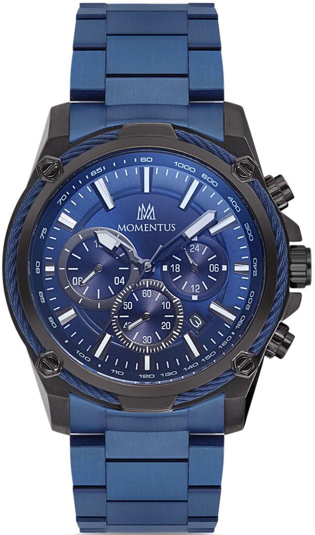 Momentus SM347N-11SN Takvimli 44 mm Mavi Çelik Kordon Analog Kol Saati