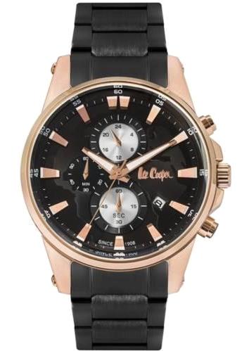 Lee Cooper LC07008.450 Takvimli 44 mm Siyah Çelik Kordon Analog Erkek Kol Saati