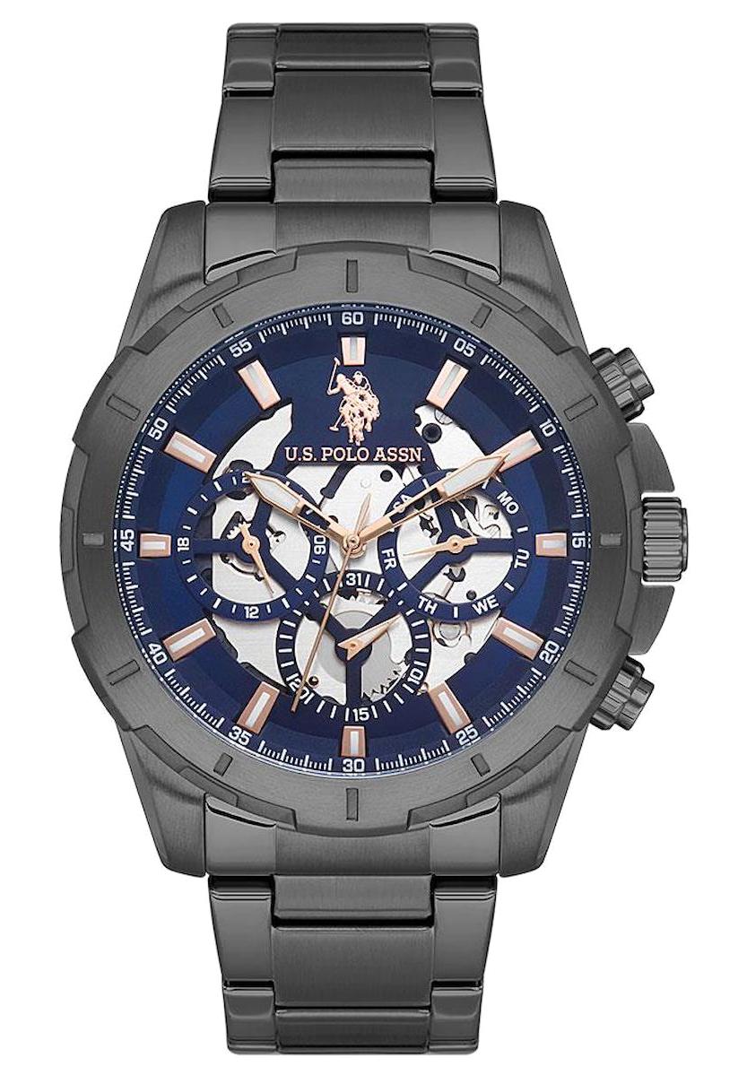 U.S. Polo Assn USPA1057-04 Takvimli 47 mm Füme Çelik Kordon Analog Erkek Kol Saati