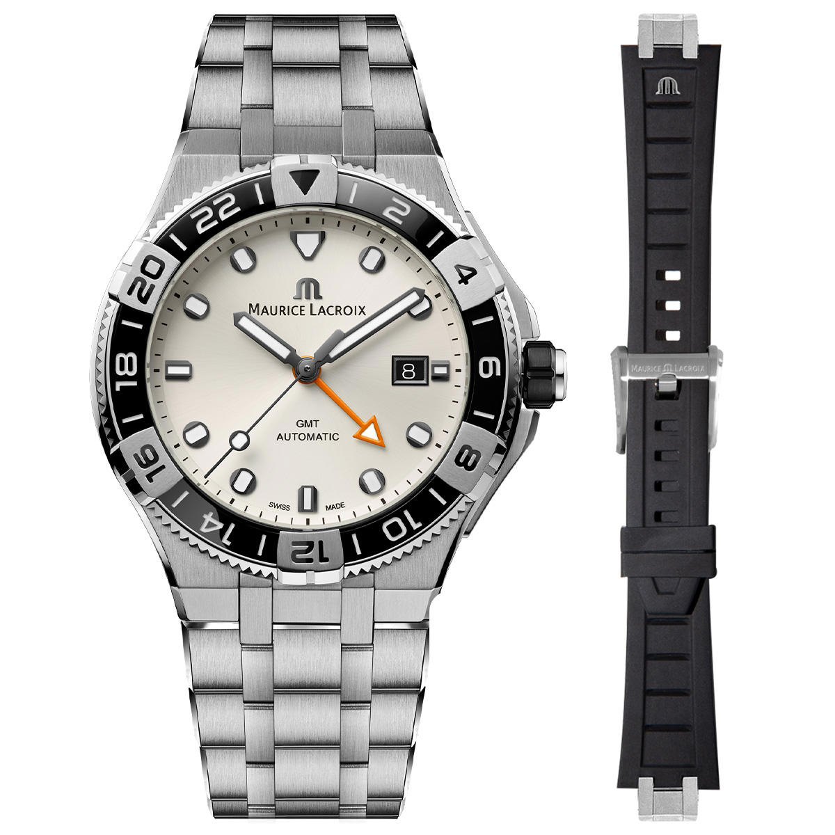 Maurice Lacroix ML-AI6158SS00F130-A Takvimli 44 mm Gri-Siyah Çelik Kordon Analog Erkek Kol Saati