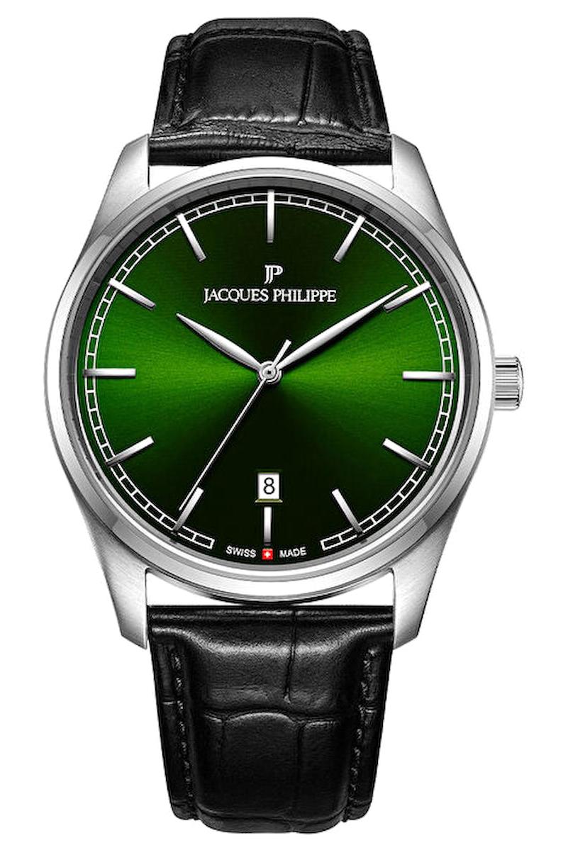 Jacques Philippe JPQGS6211X1 Takvimli 40 mm Siyah Deri Kordon Analog Erkek Kol Saati