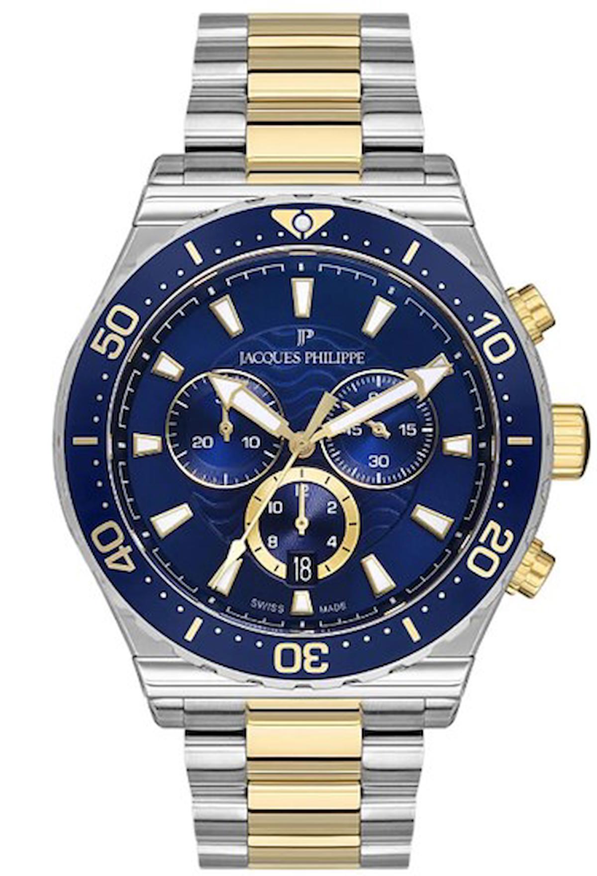 Jacques Philippe JPQGC201338N Takvimli 45 mm Çelik Kordon Analog Erkek Kol Saati