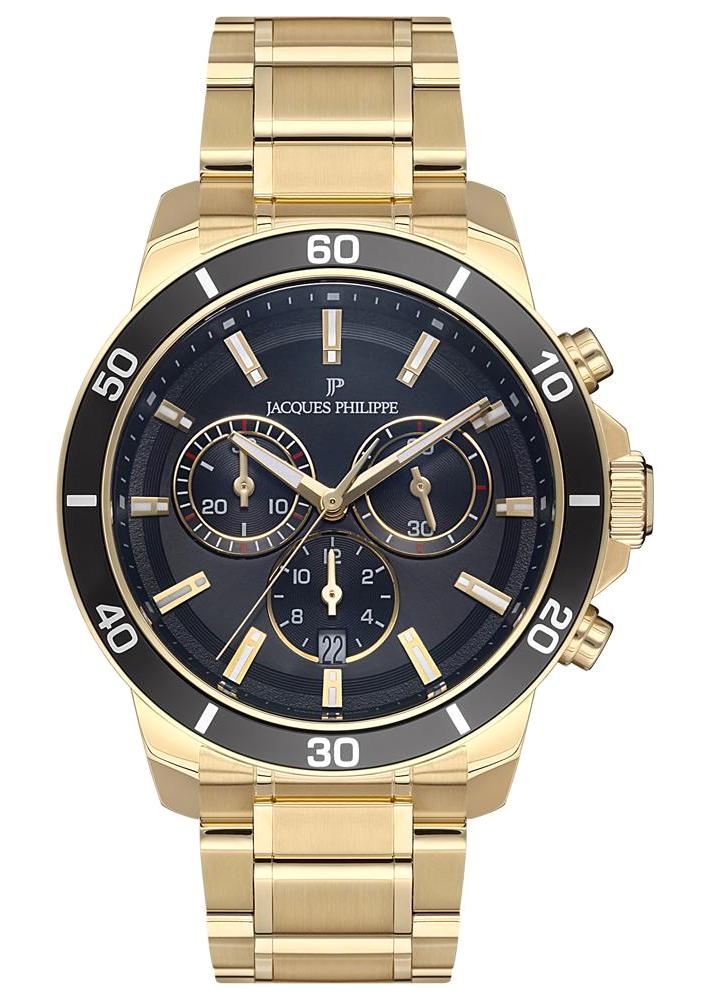 Jacques Philippe JPQGC152314 Takvimli 44 mm Altın Çelik Kordon Analog Erkek Kol Saati