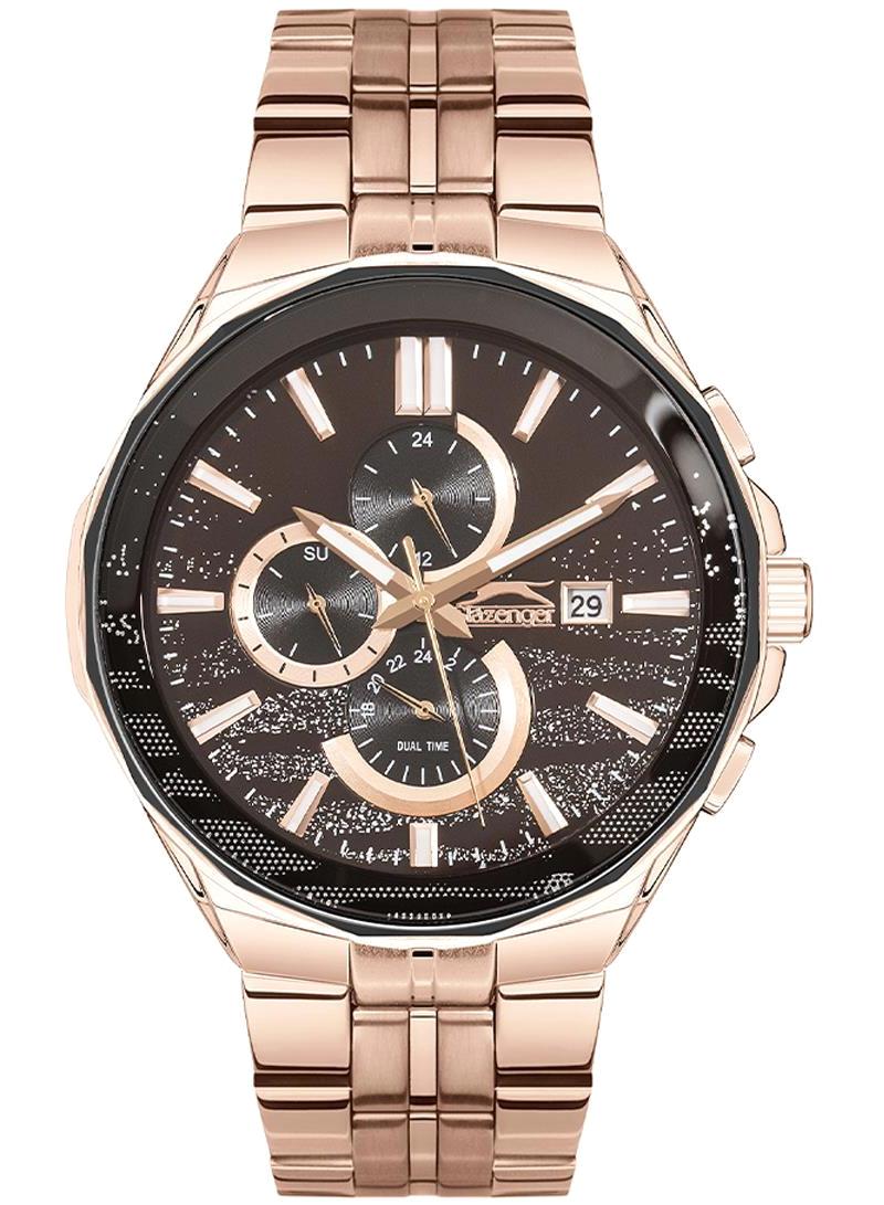 Slazenger SL.09.2129.2.04 Takvimli 43 mm Rose Gold Metal Kordon Analog Erkek Kol Saati