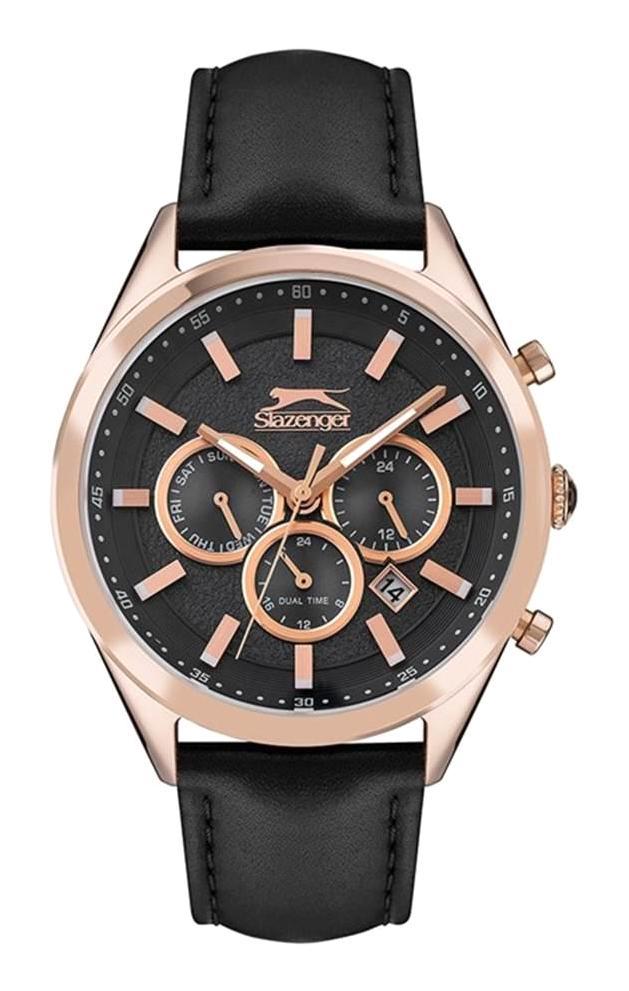 Slazenger SL.09.1954.2.04 Takvimli 43 mm Siyah Deri Kordon Analog Erkek Kol Saati