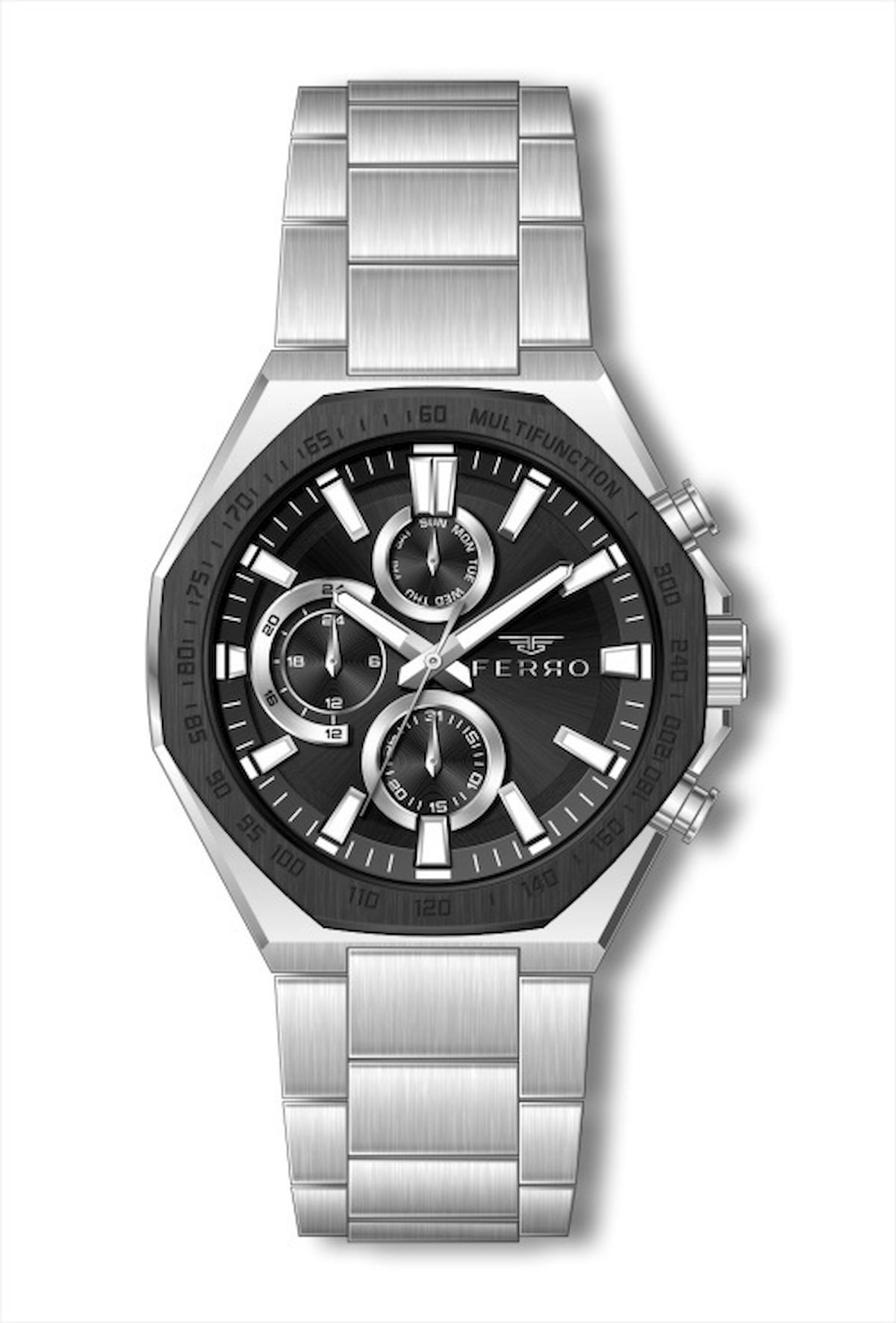 Ferro FM41110A-J2 Takvimli 45 mm Metal Kordon Analog Erkek Kol Saati