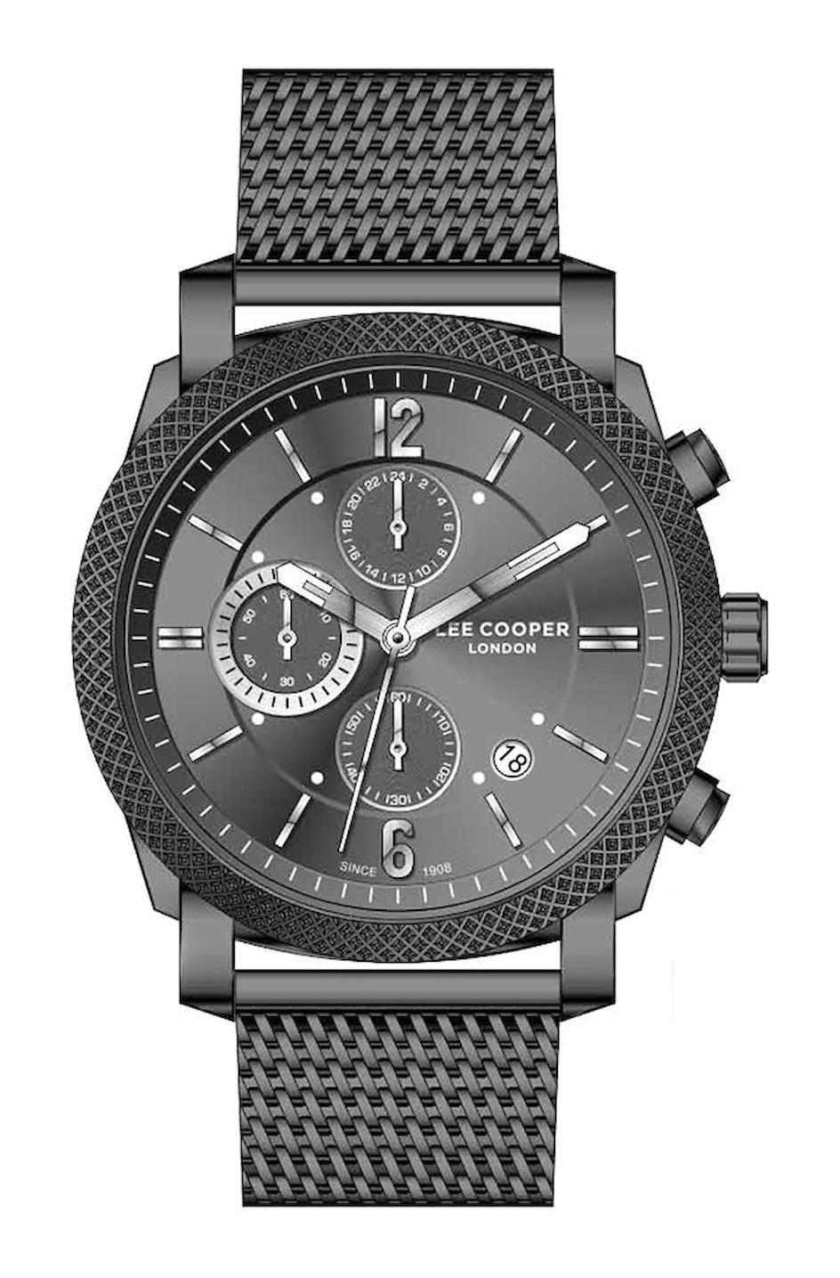 Lee Cooper LC07108.060-NL Takvimli Antrasit Silikon Kordon Analog Erkek Kol Saati