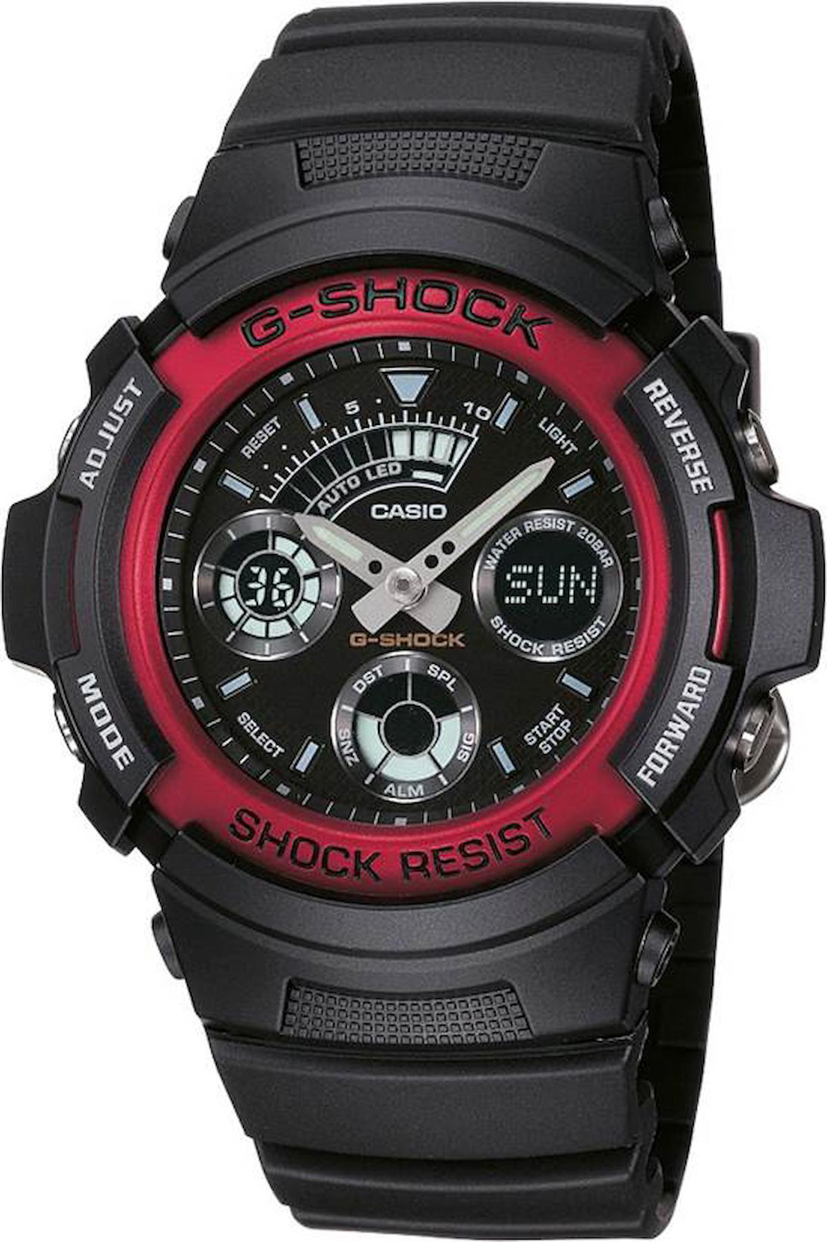 Casio AW-591-4AER Takvimli 46 mm Siyah Silikon Kordon Analog Erkek Kol Saati
