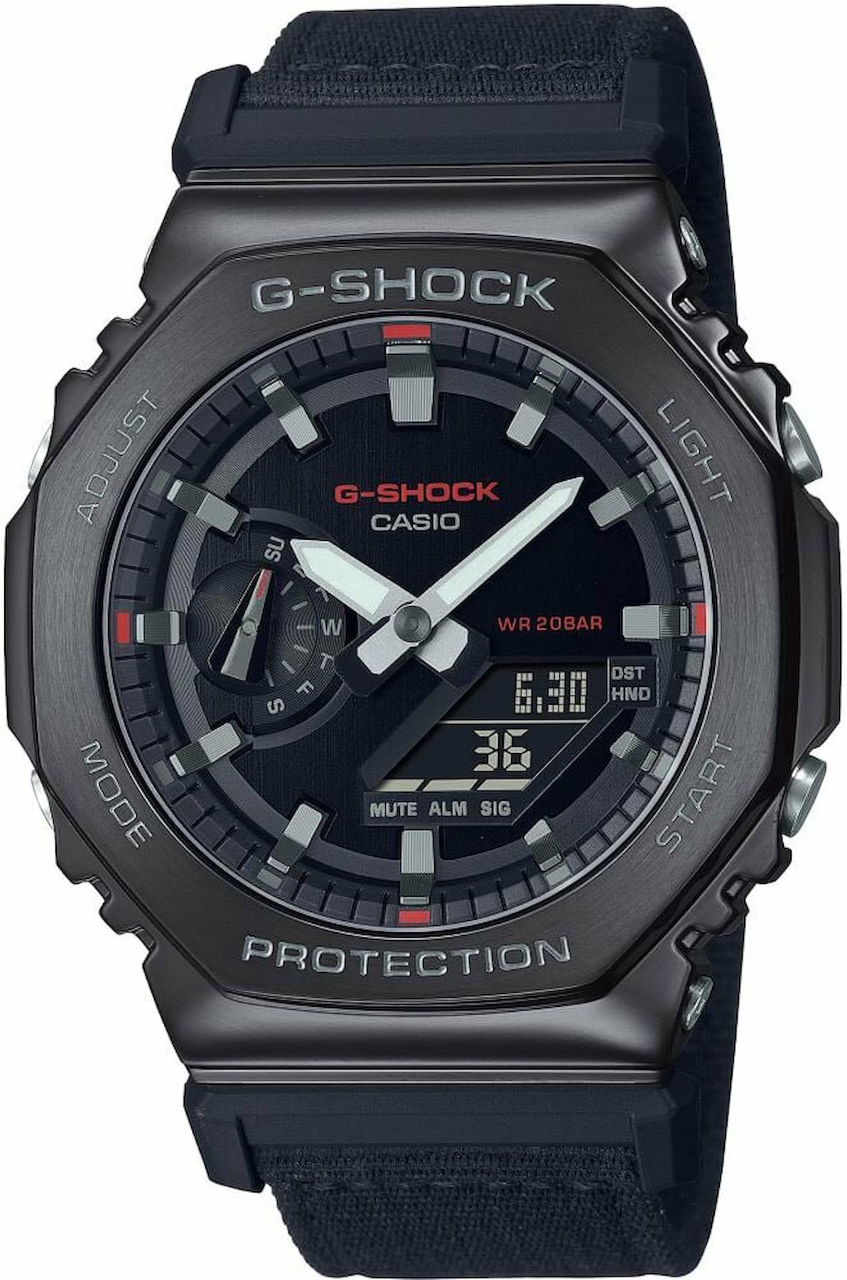 Casio GM-2100CB-1ADR Takvimli 44.4 mm Siyah Kumaş Kordon Dijital Erkek Kol Saati