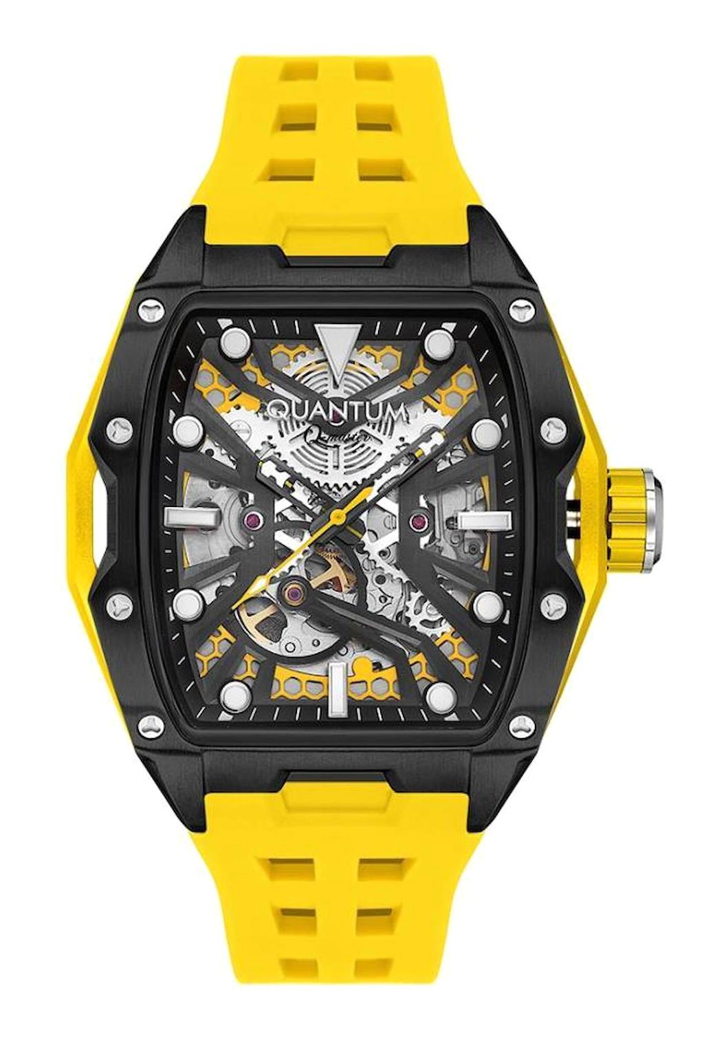 Quantum QMG1103.652 45 mm Sarı Silikon Kordon Analog Erkek Kol Saati
