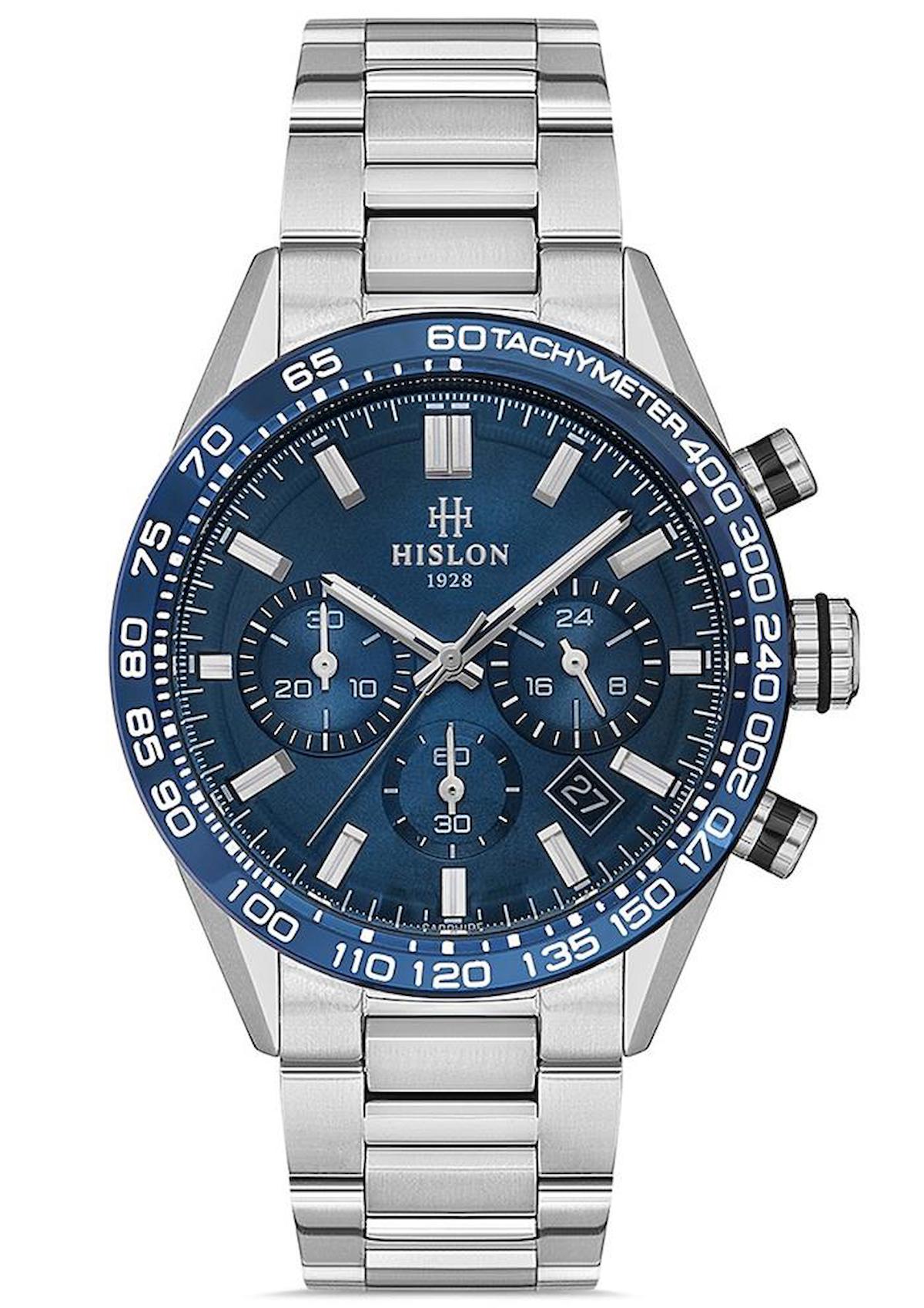 Hislon MS107T-11SR Pusulalı Takvimli 44 mm Çelik Kordon Analog Erkek Kol Saati
