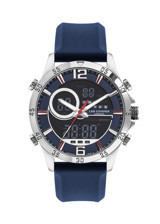 Lee Cooper LC07559.399 Takvimli 44 mm Lacivert Silikon Kordon Analog Erkek Kol Saati