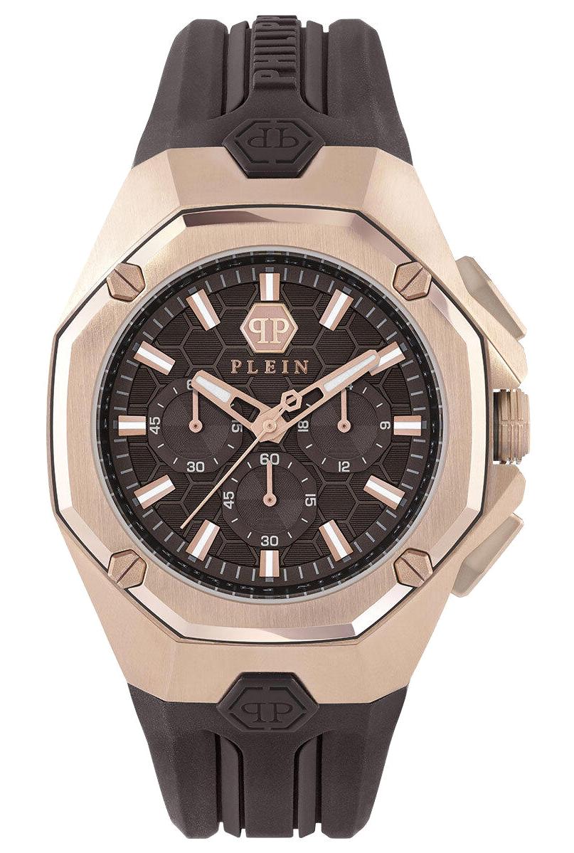 Philipp Plein PWTBA0223 Takvimli 45 mm Kahverengi Silikon Kordon Analog Erkek Kol Saati