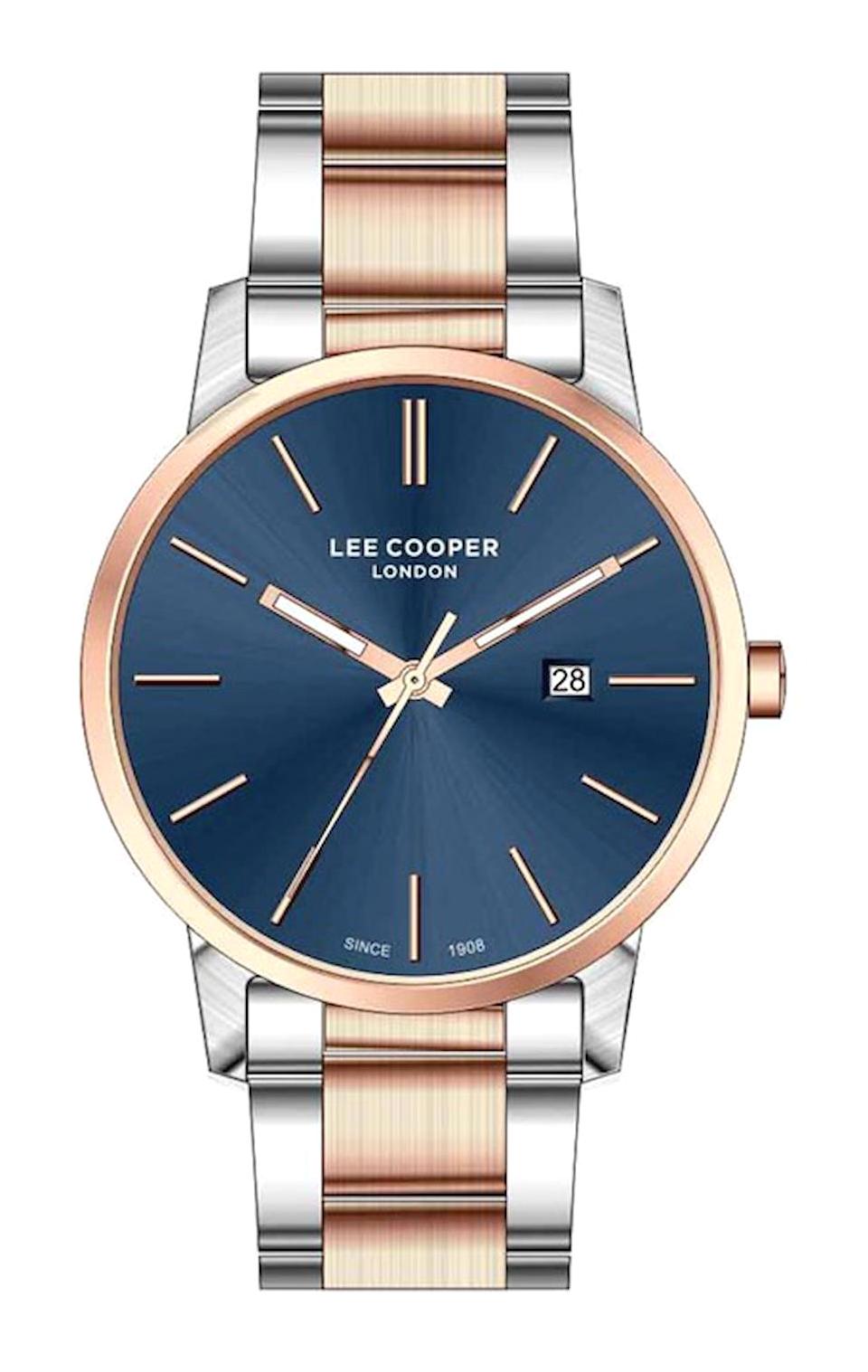 Lee Cooper LC07446.590 Takvimli 45 mm Gri-Rose Gold Çelik Kordon Analog Erkek Kol Saati