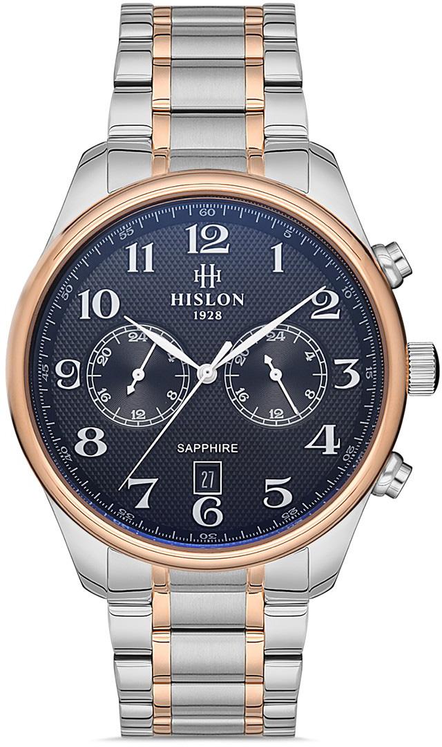 Hislon DT113T-04SR Pusulalı Takvimli 44 mm Çelik Kordon Analog Erkek Kol Saati