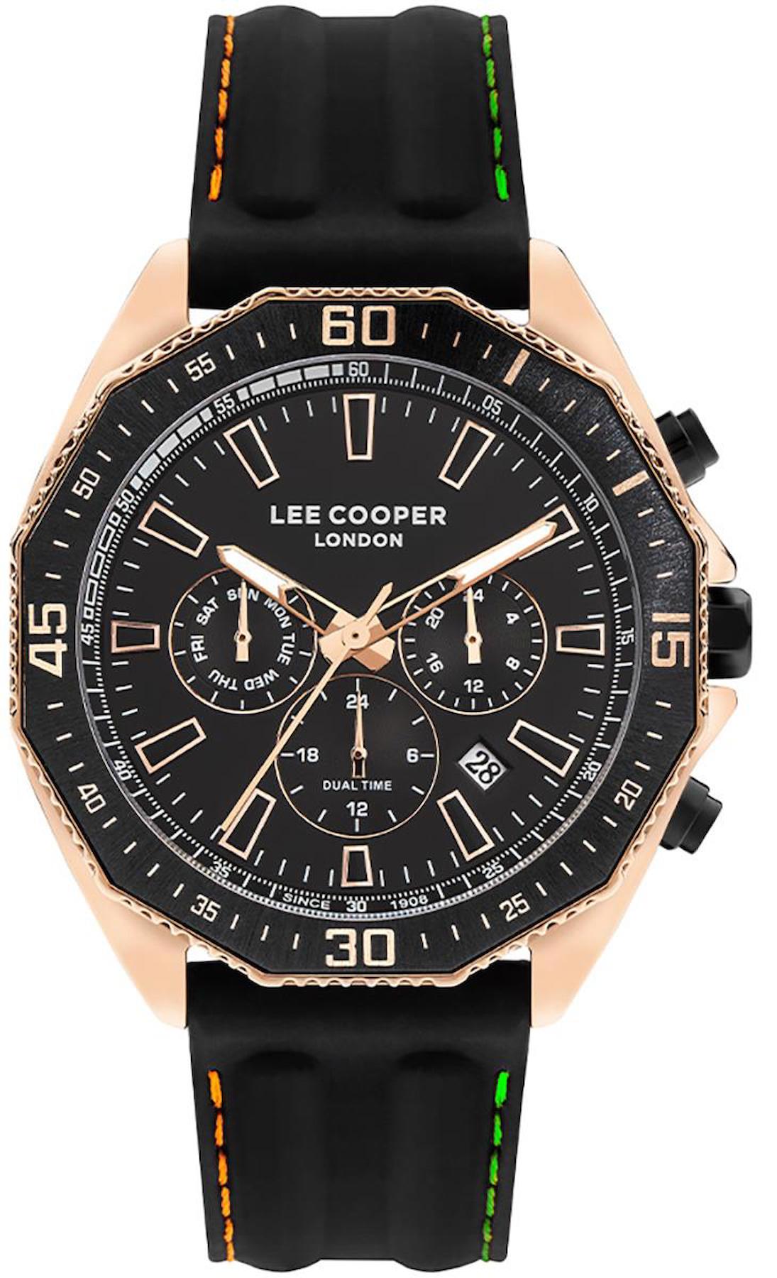 Lee Cooper LC07848.451 Takvimli 45 mm Siyah Silikon Kordon Analog Erkek Kol Saati