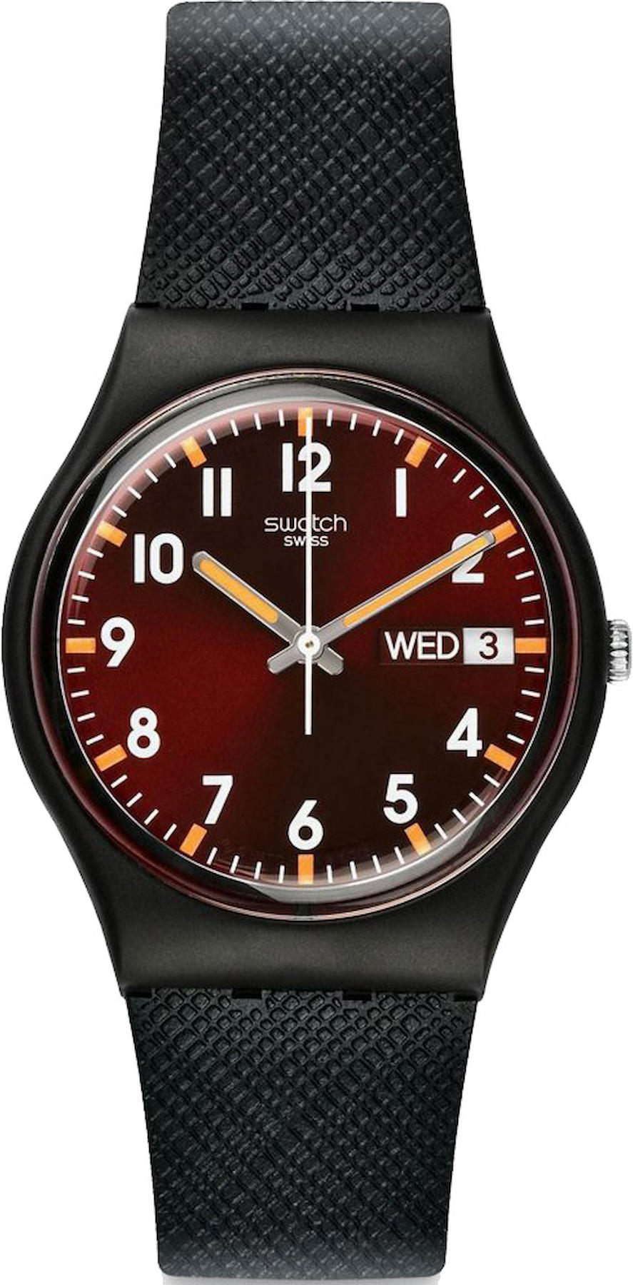 Swatch SO28B704 Takvimli 42 mm Siyah Silikon Kordon Analog Erkek Kol Saati