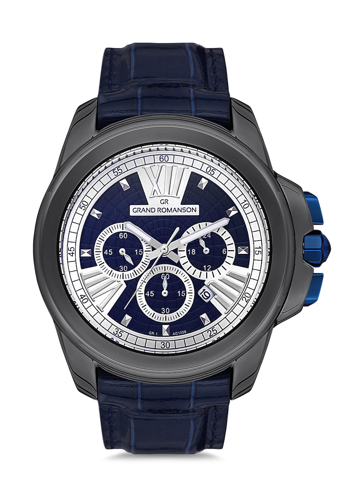 Romanson GR.1.AG1058.11 Takvimli 42 mm Lacivert Deri Kordon Analog Erkek Kol Saati