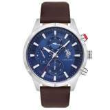 U.S. Polo Assn USPA1014B-09 Takvimli 46 mm Kahverengi Deri Kordon Analog Kol Saati
