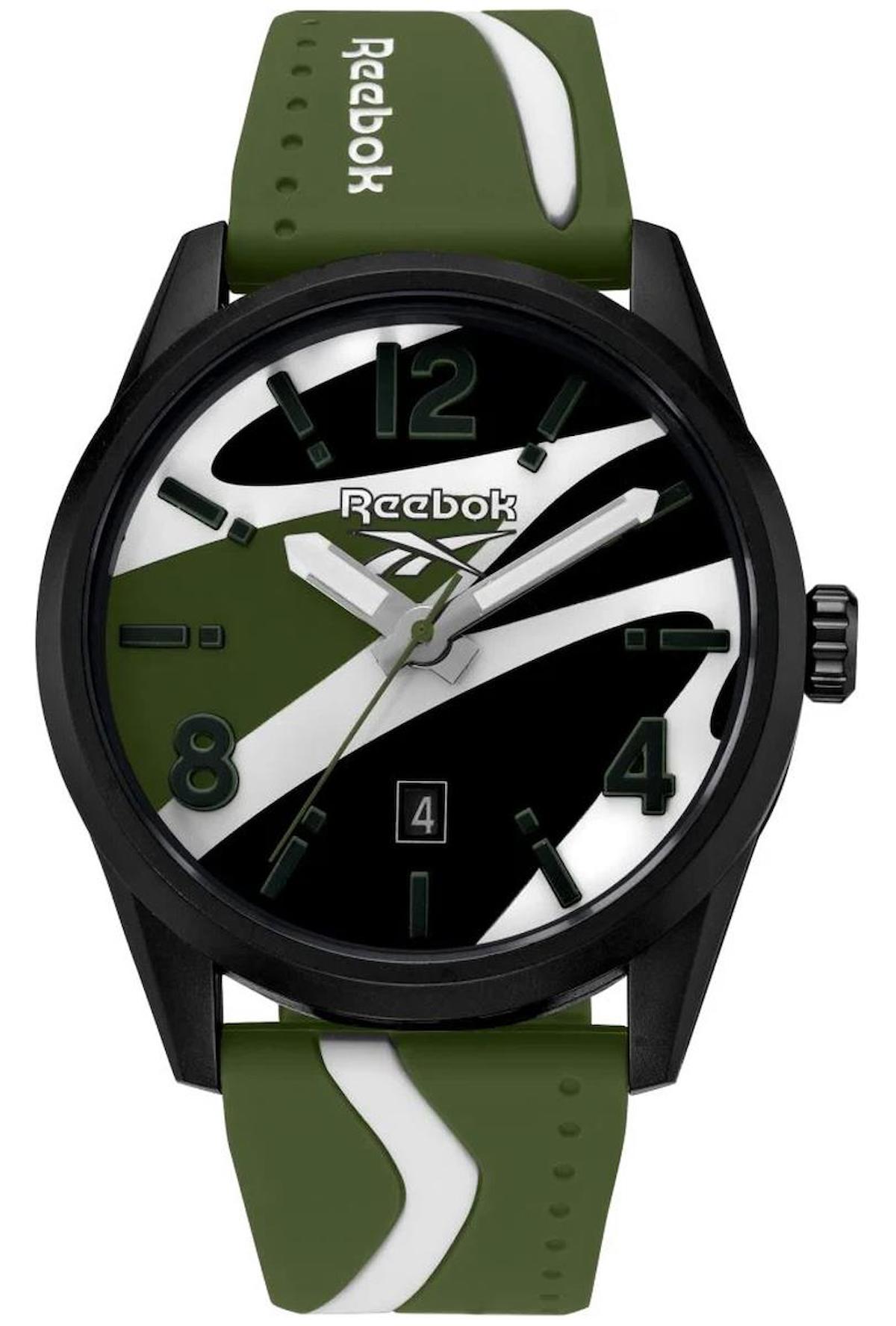Reebok RV-KAM-G3-PBIG-GB Takvimli 44 mm Beyaz-Yeşil Silikon Kordon Analog Erkek Kol Saati