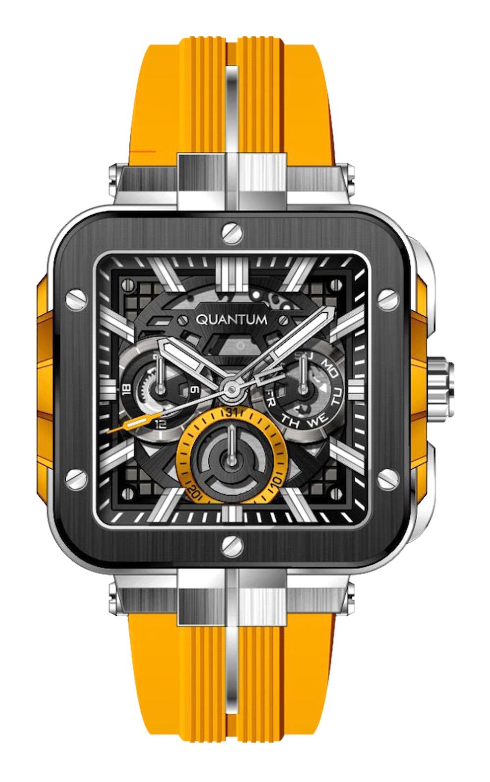 Quantum PWG1102.354 Takvimli 40 mm Sarı Silikon Kordon Analog Erkek Kol Saati