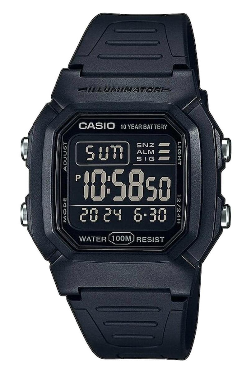 Casio W-800H-1BVDF Takvimli 36.8 mm Siyah Silikon Kordon Dijital Erkek Kol Saati