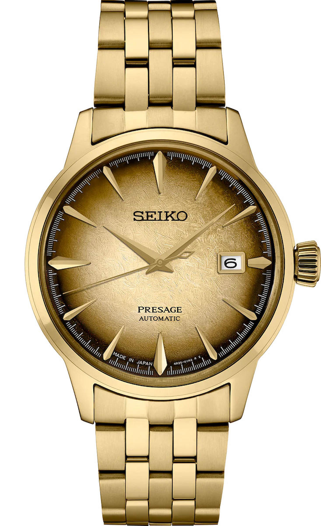 Seiko SRPK48J Takvimli 41 mm Altın Çelik Kordon Analog Erkek Kol Saati