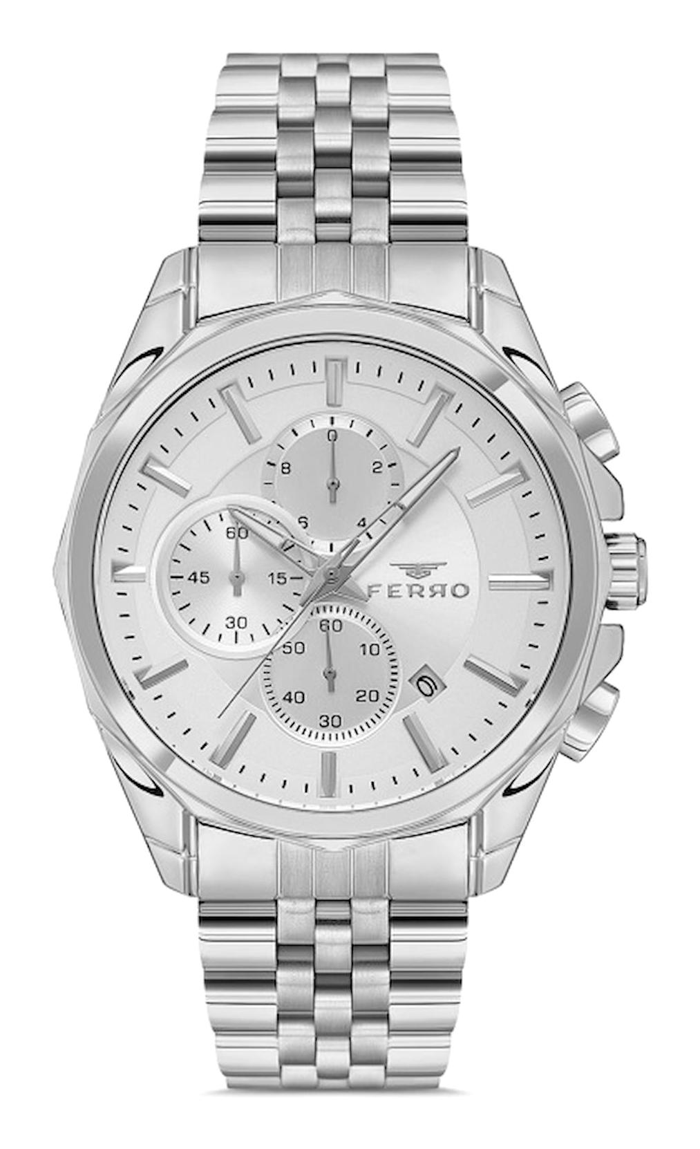 Ferro FM31391A-A Takvimli 44 mm Metal Kordon Analog Erkek Kol Saati