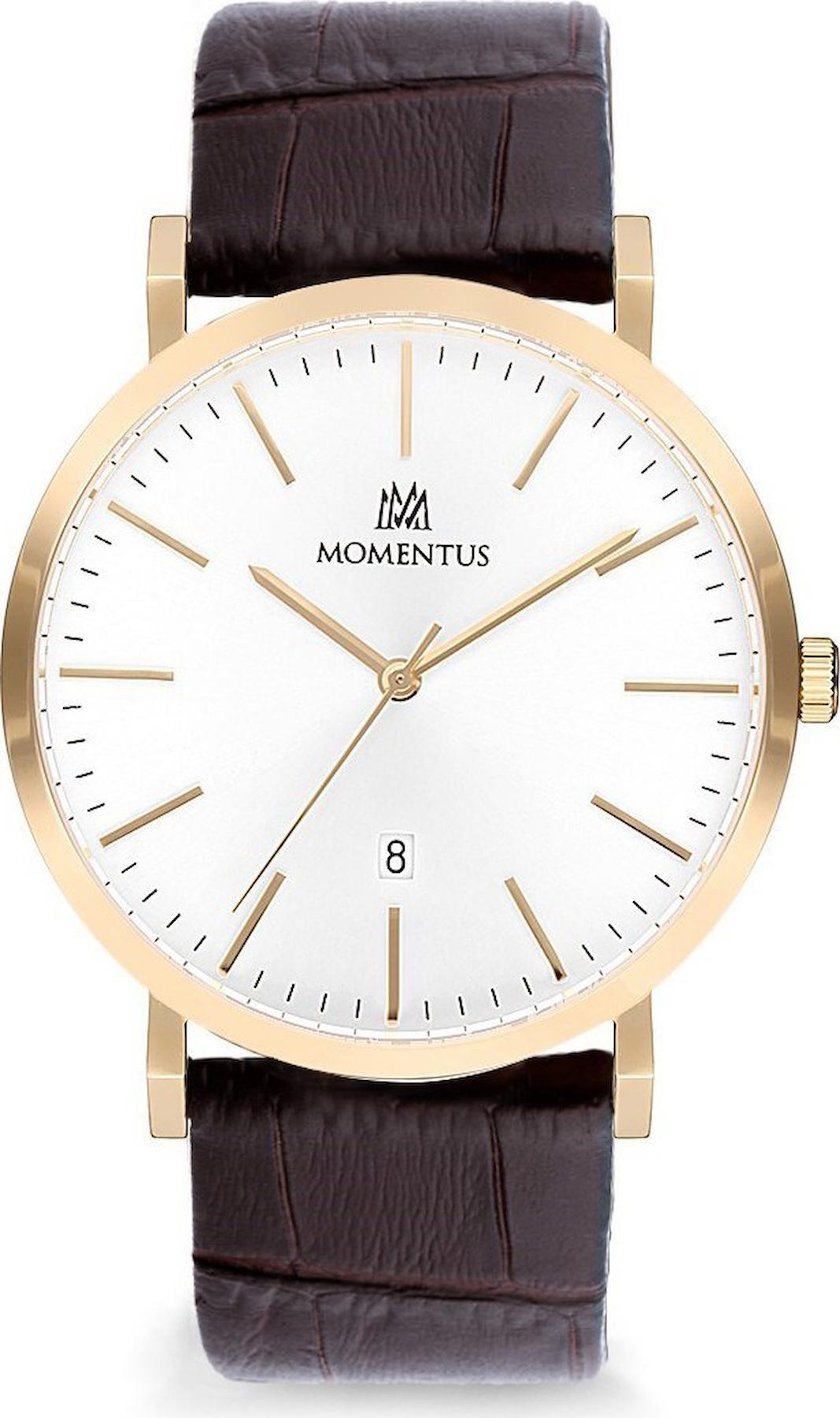 Momentus KC251G-02KG Takvimli 44 mm Kahverengi Çelik Kordon Analog Erkek Kol Saati