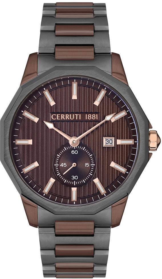 Cerruti 1881 CIWGH2111804 Takvimli 42 mm Gri-Kahverengi Çelik Kordon Analog Erkek Kol Saati
