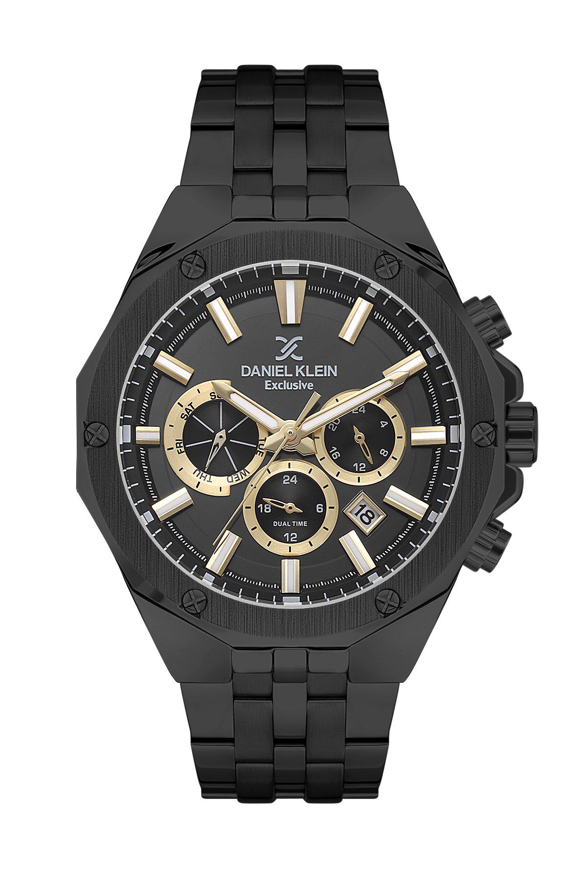 Daniel Klein DKE.1.10590.5 Takvimli 45 mm Siyah Metal Kordon Analog Erkek Kol Saati